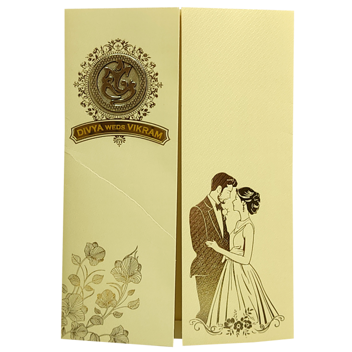 Gold Bride Groom Nameplate Marriage Card-3